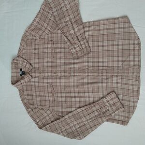 Paige men's Everett button up tan plaid long sleeve Casual shirt Sz L